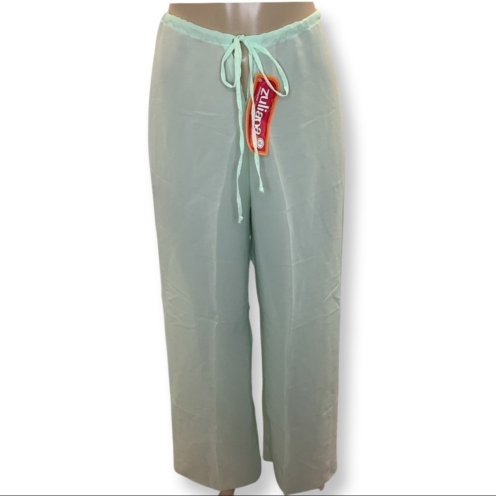 Zuliana Size XL Mint Green Sheer Waist Tie Beach Pants. Made in USA. New